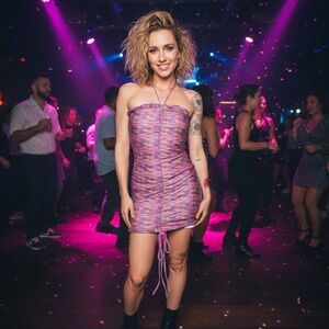 Superdown Revolve Sz M Halter Colorful Pink Tube Mini Dress